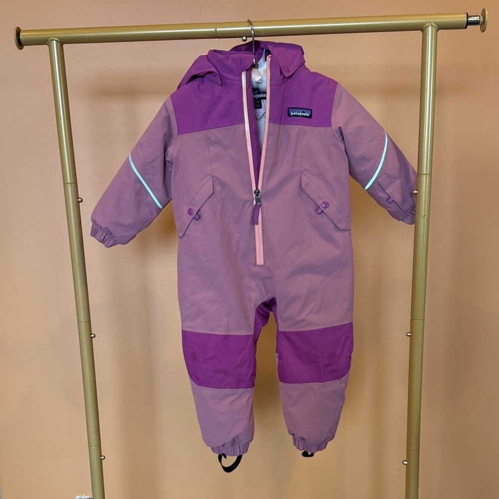 Patagonia Purple and Pink Kids Insulated Snow Pile Snowsuit